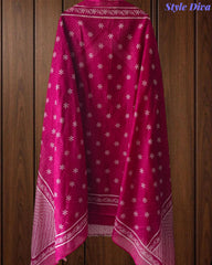 Cotton Digital Print Zari Embroidery Unstitched Suit with Mul Cotton Dupatta