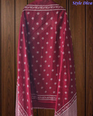 Cotton Digital Print Zari Embroidery Unstitched Suit with Mul Cotton Dupatta