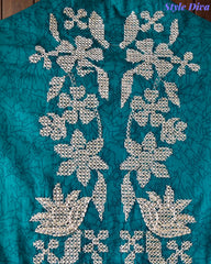 Cotton Digital Print Zari Embroidery Unstitched Suit with Mul Cotton Dupatta