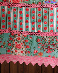 Jaam Cotton Digital Printed Crochet Lacing Unstitched Suit with Mul Cotton Dupatta