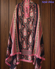 Jaam Cotton Digital Printed Crochet Lacing Unstitched Suit with Mul Cotton Dupatta