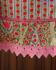 Jaam Cotton Digital Printed Crochet Lacing Unstitched Suit with Mul Cotton Dupatta