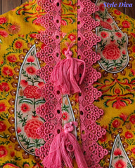 Jaam Cotton Digital Printed Crochet Lacing Unstitched Suit with Mul Cotton Dupatta