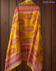 Jaam Cotton Digital Printed Crochet Lacing Unstitched Suit with Mul Cotton Dupatta