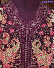 Cotton Digital Printed Unstitched Suit with Chiffon Dupatta With High-Lighting Work