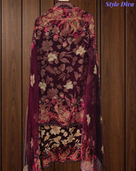 Cotton Digital Printed Unstitched Suit with Chiffon Dupatta With High-Lighting Work