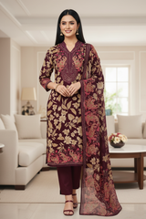 Cotton Digital Printed Unstitched Suit with Chiffon Dupatta With High-Lighting Work