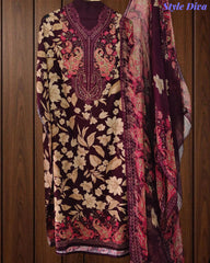 Cotton Digital Printed Unstitched Suit with Chiffon Dupatta With High-Lighting Work