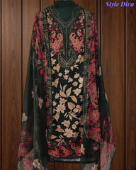 Cotton Digital Printed Unstitched Suit with Chiffon Dupatta With High-Lighting Work