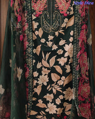 Cotton Digital Printed Unstitched Suit with Chiffon Dupatta With High-Lighting Work