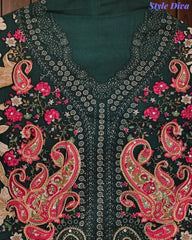 Cotton Digital Printed Unstitched Suit with Chiffon Dupatta With High-Lighting Work