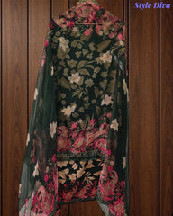 Cotton Digital Printed Unstitched Suit with Chiffon Dupatta With High-Lighting Work