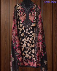 Cotton Digital Printed Unstitched Suit with Chiffon Dupatta With High-Lighting Work