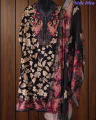Cotton Digital Printed Unstitched Suit with Chiffon Dupatta With High-Lighting Work