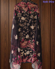 Cotton Digital Printed Unstitched Suit with Chiffon Dupatta With High-Lighting Work