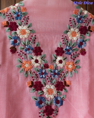 Cotton Linen Kashmiri Embroidery Un-Stitched Suit with Linen Dupatta