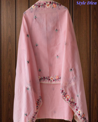 Cotton Linen Kashmiri Embroidery Un-Stitched Suit with Linen Dupatta