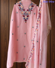 Cotton Linen Kashmiri Embroidery Un-Stitched Suit with Linen Dupatta