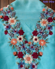 Cotton Linen Kashmiri Embroidery Un-Stitched Suit with Linen Dupatta