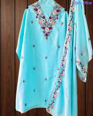 Cotton Linen Kashmiri Embroidery Un-Stitched Suit with Linen Dupatta