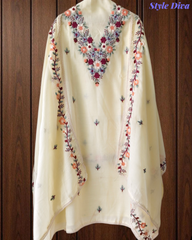 Cotton Linen Kashmiri Embroidery Un-Stitched Suit with Linen Dupatta