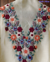 Cotton Linen Kashmiri Embroidery Un-Stitched Suit with Linen Dupatta