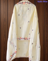 Cotton Linen Kashmiri Embroidery Un-Stitched Suit with Linen Dupatta