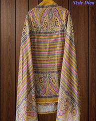 Cotton Digital Printed Crochet Lacing Unstitched Suit with Mul Cotton Dupatta