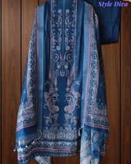 Linen Digital Print Unstitched Suit with Swarovski Highlighting Dupatta