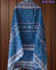 Linen Digital Print Unstitched Suit with Swarovski Highlighting Dupatta