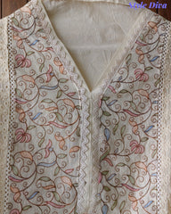 Cotton Pakistani Style Embroidered Unstitched Suit with Crochet Lacing Dupatta