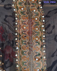 Organza Digital Printed Unstitched Suit with Mirror Highlighting