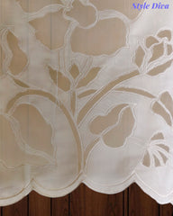 (CREAM COLOR)-Mul Embroidered Laser Cut Design Un-Stitched Suit with Scalloped Embroidered Dupatta