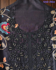 Cotton Printed Unstitched Suit with Neck Embroidery and Mul Cotton Printed Dupatta