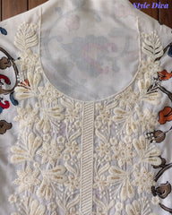 Cotton Printed Unstitched Suit with Neck Embroidery and Mul Cotton Printed Dupatta