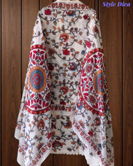 Cotton Printed Unstitched Suit with Neck Embroidery and Mul Cotton Printed Dupatta