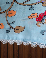 Cotton Printed Unstitched Suit with Neck Embroidery and Mul Cotton Printed Dupatta