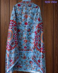 Cotton Printed Unstitched Suit with Neck Embroidery and Mul Cotton Printed Dupatta