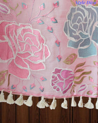 Mul Cotton Parsi Embroidered Unstitched Suit with Scalloped Embroidered Dupatta (3 Pc Set)