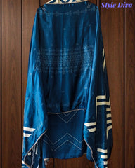 Gajji Silk Digital Print Unstitched Suit with Faux Mirror Highlights & Printed Dupatta