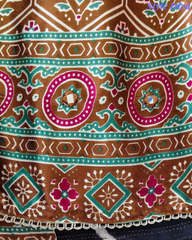 Premium Edit-Gajji Silk Digital Print Unstitched Suit with Real Mirror Work & Printed Dupatta