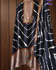 Premium Edit-Gajji Silk Digital Print Unstitched Suit with Real Mirror Work & Printed Dupatta