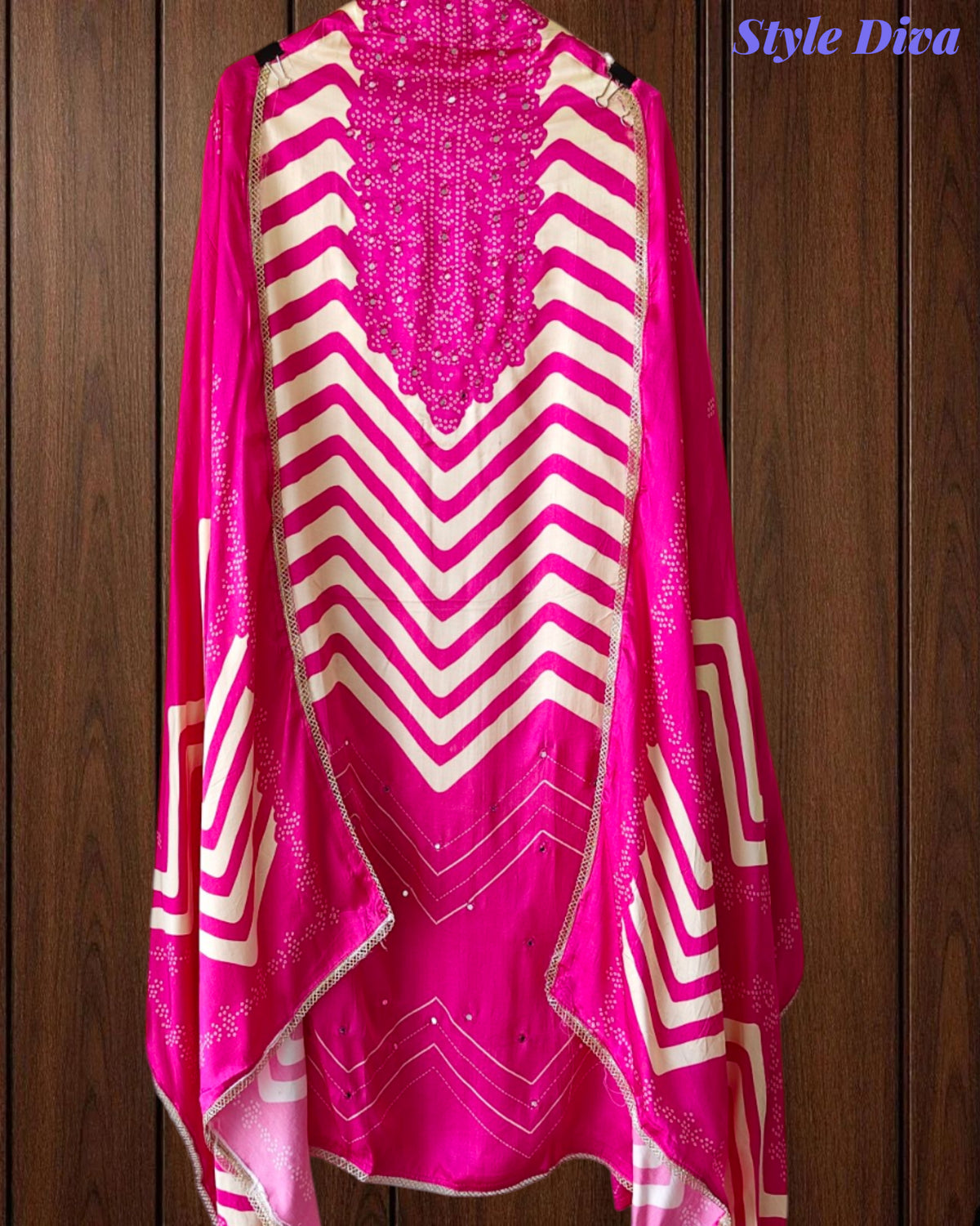 Gajji Silk Digital Print Unstitched Suit with Faux Mirror Highlights & Printed Dupatta