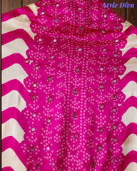 Gajji Silk Digital Print Unstitched Suit with Faux Mirror Highlights & Printed Dupatta