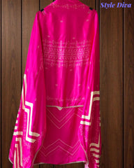 Gajji Silk Digital Print Unstitched Suit with Faux Mirror Highlights & Printed Dupatta