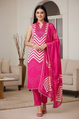 Gajji Silk Digital Print Unstitched Suit with Faux Mirror Highlights & Printed Dupatta