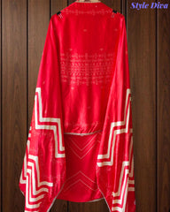 Gajji Silk Digital Print Unstitched Suit with Faux Mirror Highlights & Printed Dupatta