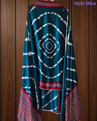 Premium Edit-Gajji Silk Digital Print Unstitched Suit with Real Mirror Work & Printed Dupatta