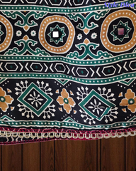 Premium Edit-Gajji Silk Digital Print Unstitched Suit with Real Mirror Work & Printed Dupatta