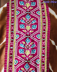 Premium Edit-Gajji Silk Digital Print Unstitched Suit with Real Mirror Work & Printed Dupatta